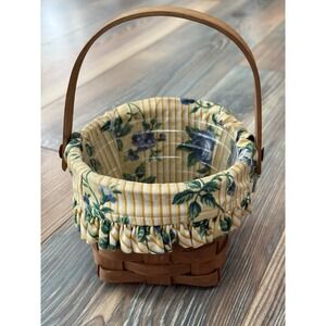 Vintage 1988 Longaberger Basket W Floral Fabric And Plastic Liner 4.5x6"